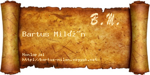 Bartus Milán névjegykártya